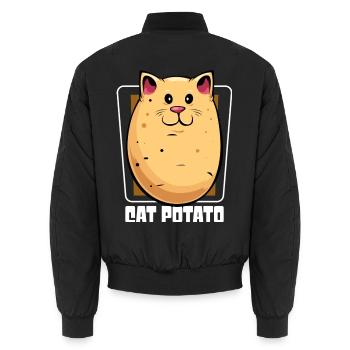 Dessin animé Chat Patate - Bomber unisexe - noir - Dos - AI Model Male 185 light (185cm)