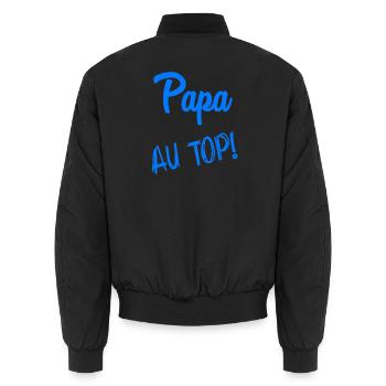 VATERTAG. FROHER VATERTAG. PAPA. ALLES GUTE ZUM GEBURTSTAG. - Unisex Bomberjacke - Schwarz - Hinten - AI Model Male 185 light (185cm)
