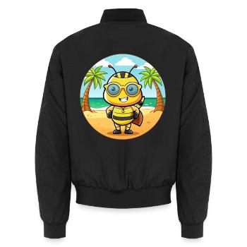 Biene Lustige Cartoon Sommer Strand Sonnenbrille - Unisex Bomberjacke - Schwarz - Hinten - AI Model Male 185 light (185cm)