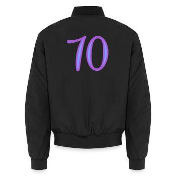 70. 70 JAHRE. 70-JÄHRIGES JUBILÄUM. 70-JÄHRIGES JUBILÄUM. - Unisex Bomberjacke - Schwarz - Hinten - AI Model Male 185 light (185cm)