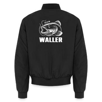 Team Waller Wels Welsfischen Sportfischen - Unisex Bomberjacke - Schwarz - Hinten - AI Model Male 185 light (185cm)