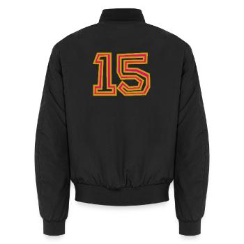 15. 15 JAHRE. 15-JÄHRIGES JUBILÄUM. 15-JÄHRIGES JUBILÄUM. - Unisex Bomberjacke - Schwarz - Hinten - AI Model Male 185 light (185cm)
