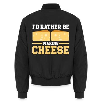 Cheese Making Cheese Lover - Unisex Bomber Jacket - black - Back - AI Model Male 185 light (185cm)