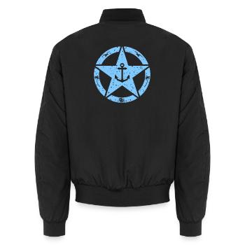 Vintage Star Anchor Logo - Unisex Bomber Jacket - black - Back - AI Model Male 185 light (185cm)