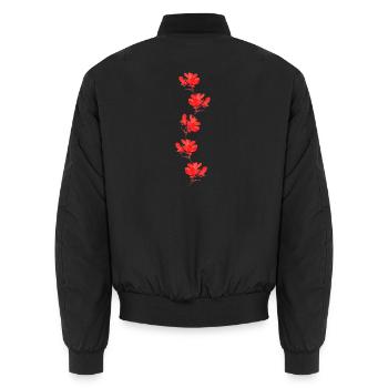 rote Blumen - Unisex Bomberjacke - Schwarz - Hinten - AI Model Male 185 light (185cm)
