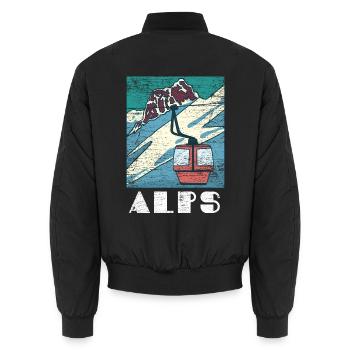 Schwindelfreier Alpen Gipfelsturm - Unisex Bomberjacke - Schwarz - Hinten - AI Model Male 185 light (185cm)