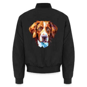 Französische Bretagne Hunderasse Aquarell Illustration - Unisex Bomberjacke - Schwarz - Hinten - AI Model Male 185 light (185cm)
