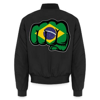 Brasilien Flagge Hand Faust - Unisex Bomberjacke - Schwarz - Hinten - AI Model Male 185 light (185cm)