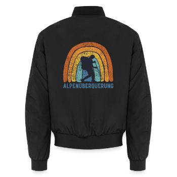 Alpenüberquerung Alpen Wandern - Unisex Bomberjacke - Schwarz - Hinten - AI Model Male 185 light (185cm)