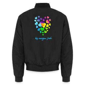 Herzen bunte Herzen Herzen Haufen - Unisex Bomberjacke - Schwarz - Hinten - AI Model Male 185 light (185cm)
