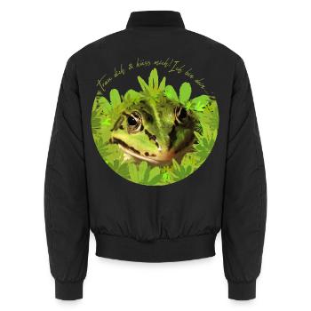 Frosch Prinz König küss mich - Unisex Bomberjacke - Schwarz - Hinten - AI Model Male 185 light (185cm)