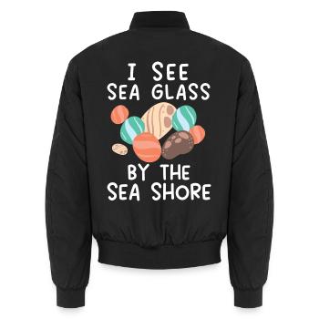 Ich sehe Meerglas an der Küste Beachcombing - Unisex Bomberjacke - Schwarz - Hinten - AI Model Male 185 light (185cm)