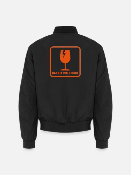 Panneau d’étiquette d’expédition Fragile Handle With Care - Bomber unisexe - noir