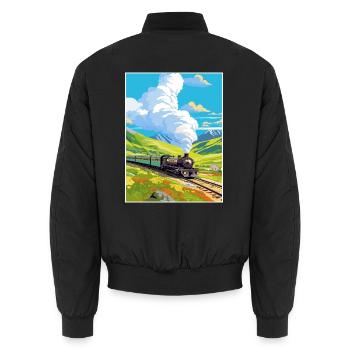 Orient Express Europa Deko Vintage Reiseposter - Unisex Bomberjacke - Schwarz - Hinten - AI Model Male 185 light (185cm)