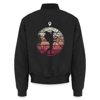 Geocaching Geschenk - Unisex Bomberjacke - Schwarz - Hinten - AI Model Male 185 light (185cm)