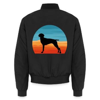 Old Danish Pointer Dog Silhouette Retro Sonnenuntergang - Unisex Bomberjacke - Schwarz - Hinten - AI Model Male 185 light (185cm)
