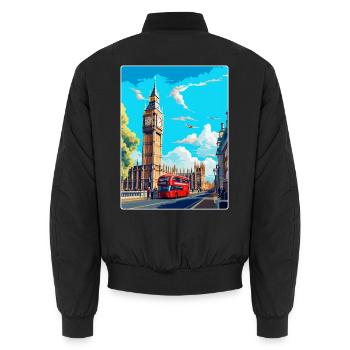 Big Ben London England Großbritannien Reise Poster Souvenir - Unisex Bomberjacke - Schwarz - Hinten - AI Model Male 185 light (185cm)