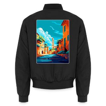 Ravenne, Italie, Affiche de voyage vintage, WPA, Souvenir - Bomber unisexe - noir - Dos - AI Model Male 185 light (185cm)