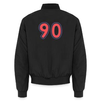 90. 90 JAHRE. 90-JÄHRIGES JUBILÄUM. 90-JÄHRIGES JUBILÄUM. - Unisex Bomberjacke - Schwarz - Hinten - AI Model Male 185 light (185cm)