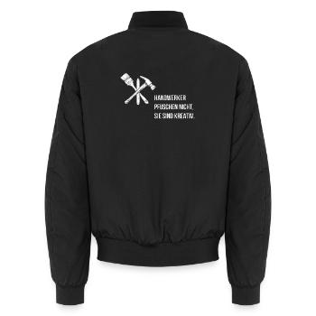Handwerker pfuschen nicht, sie sind kreativ. - Unisex Bomberjacke - Schwarz - Hinten - AI Model Male 185 light (185cm)
