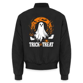 Happy Halloween Gespenster Kostüm - Trick or Treat - Unisex Bomberjacke - Schwarz - Hinten - AI Model Male 185 light (185cm)