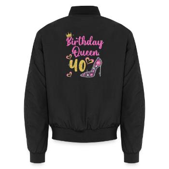 40.Geburtstag Königin 40 Jahre Vierzig - Unisex Bomberjacke - Schwarz - Hinten - AI Model Male 185 light (185cm)