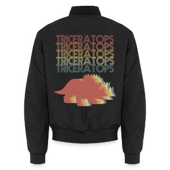 Mutiger Triceratops Dinoforscher - Unisex Bomberjacke - Schwarz - Hinten - AI Model Male 185 light (185cm)