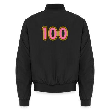 100. 100 JAHRE. 100-JÄHRIGES JUBILÄUM. 100. GEBURTSTAG - Unisex Bomberjacke - Schwarz - Hinten - AI Model Male 185 light (185cm)
