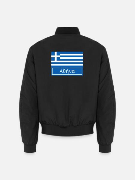 Athens Written in Greek - Unisex Bomber Jacket - black