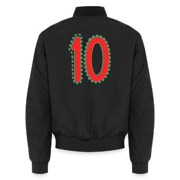 10. 10 ANS. 10e ANNIVERSAIRE. ANNIVERSAIRE 10 ANS. - Bomber unisexe - noir - Dos - AI Model Male 185 light (185cm)