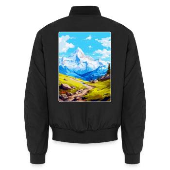 Gran Paradiso Italy Vintage Travel Poster Souvenir - Unisex Bomber Jacket - black - Back - AI Model Male 185 light (185cm)