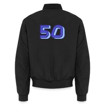 50. 50 YEARS. 50th ANNIVERSARY. 50 YEARS ANNIVERSARY. - Unisex Bomber Jacket - black - Back - AI Model Male 185 light (185cm)