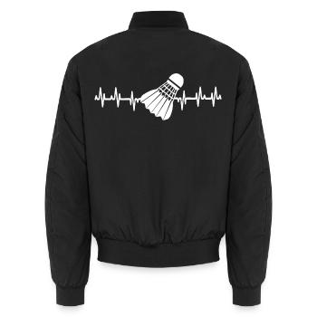 Badminton Sport Heartbeat Love - Unisex Bomberjacke - Schwarz - Hinten - AI Model Male 185 light (185cm)