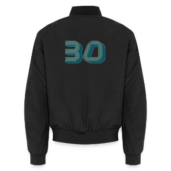 30. 30 YEARS. 30th ANNIVERSARY. 30 YEARS ANNIVERSARY. - Unisex Bomber Jacket - black - Back - AI Model Male 185 light (185cm)