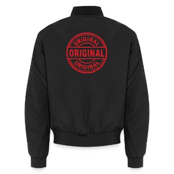 Ursprüngliches Grunge-Gummistempel-Abzeichen-Vektordesign - Unisex Bomberjacke - Schwarz - Hinten - AI Model Male 185 light (185cm)