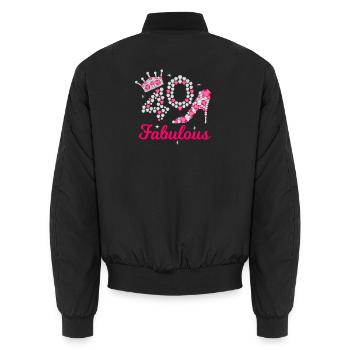 Fabulous 40 Queen 40.Geburtstag Königin Vierzig - Unisex Bomberjacke - Schwarz - Hinten - AI Model Male 185 light (185cm)