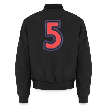 5. 5 YEARS. 5th ANNIVERSARY. 5 YEAR ANNIVERSARY - Unisex Bomber Jacket - black - Back - AI Model Male 185 light (185cm)