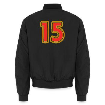 15. 15 JAHRE. 15-JÄHRIGES JUBILÄUM. 15-JÄHRIGES JUBILÄUM. - Unisex Bomberjacke - Schwarz - Hinten - AI Model Male 185 light (185cm)