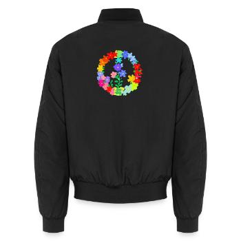 Hippi Blumenkranz Frieden und Liebe - Unisex Bomberjacke - Schwarz - Hinten - AI Model Male 185 light (185cm)