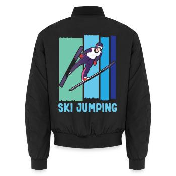 Ski Springen Skispringen - Unisex Bomberjacke - Schwarz - Hinten - AI Model Male 185 light (185cm)