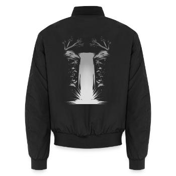Wasserfall Schwarz Weiß Natur Wandern - Unisex Bomberjacke - Schwarz - Hinten - AI Model Male 185 light (185cm)