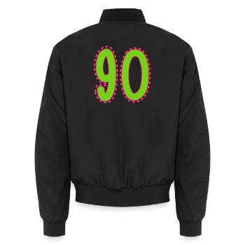 90. 90 YEARS. 90th ANNIVERSARY. 90 YEARS ANNIVERSARY. - Unisex Bomber Jacket - black - Back - AI Model Male 185 light (185cm)