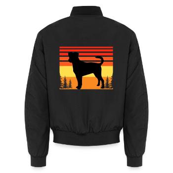 Dänischer schwedischer Bauernhund Hund Silhouette Retro Sonnenuntergang - Unisex Bomberjacke - Schwarz - Hinten - AI Model Male 185 light (185cm)