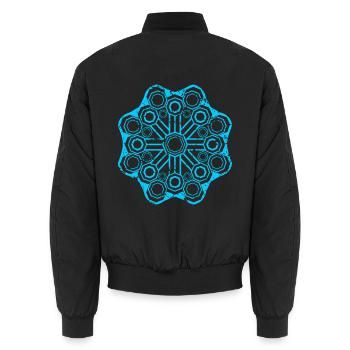 Heilige Geometrie Goa Zeichen Psytrance Kleidung - Unisex Bomberjacke - Schwarz - Hinten - AI Model Male 185 light (185cm)