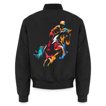 Flinker Pferdesport Turniersprung - Unisex Bomberjacke - Schwarz - Hinten - AI Model Male 185 light (185cm)