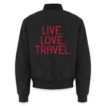 Live Love Travel - Unisex Bomberjacke - Schwarz - Hinten - AI Model Male 185 light (185cm)