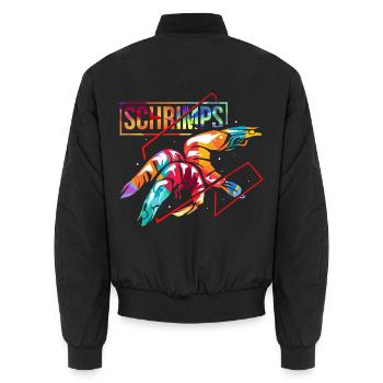Zitronige Garnelen Meeresfrüchte - Unisex Bomberjacke - Schwarz - Hinten - AI Model Male 185 light (185cm)