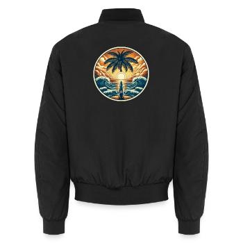 Surfer Logo - Unisex Bomber Jacket - black - Back - AI Model Male 185 light (185cm)