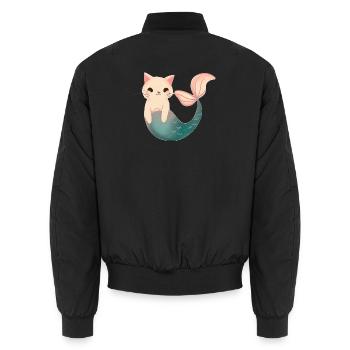 Niedliche Meerjungfrau Katze - Unisex Bomberjacke - Schwarz - Hinten - AI Model Male 185 light (185cm)