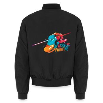 Schwungvoller Polygon Porträtmaler - Unisex Bomberjacke - Schwarz - Hinten - AI Model Male 185 light (185cm)